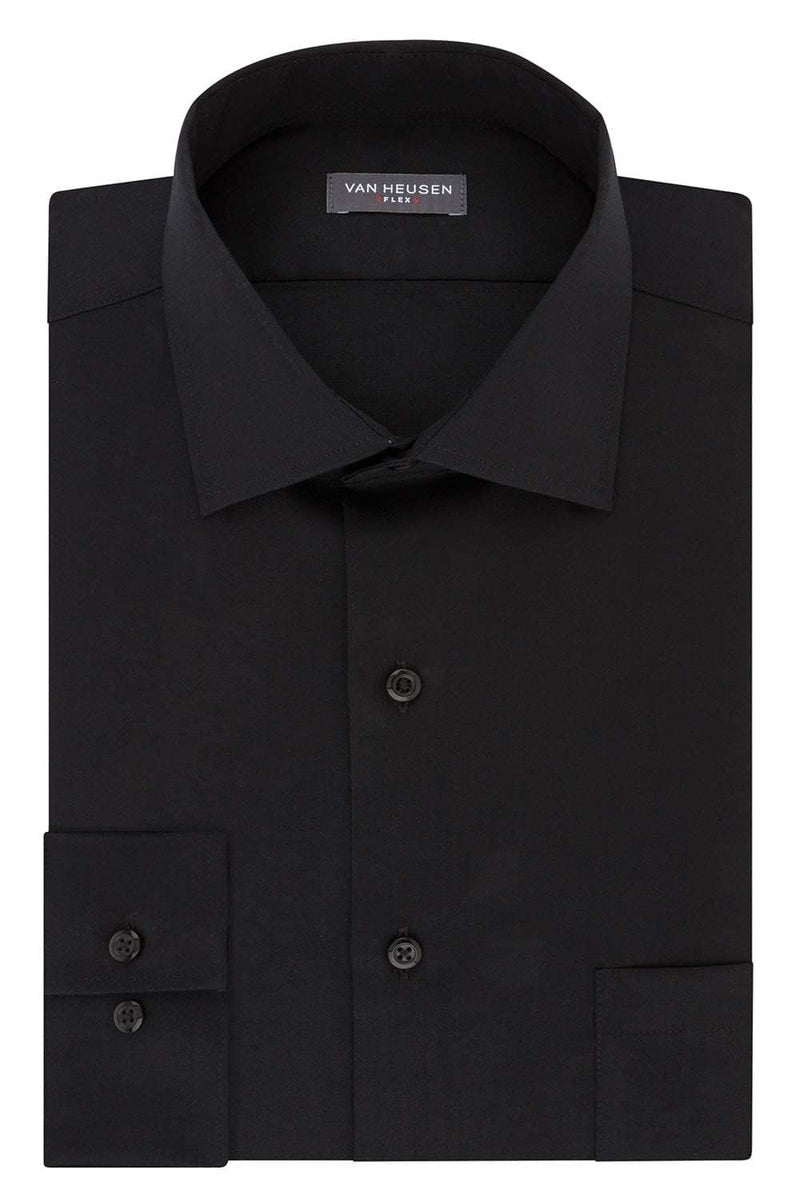 Van Heusen Men's Tall FIT Dress Shirts Flex Collar Stretch Solid Shirt, Black, 20" Neck 35"-36" Sleeve (4X-Large) - Image 3